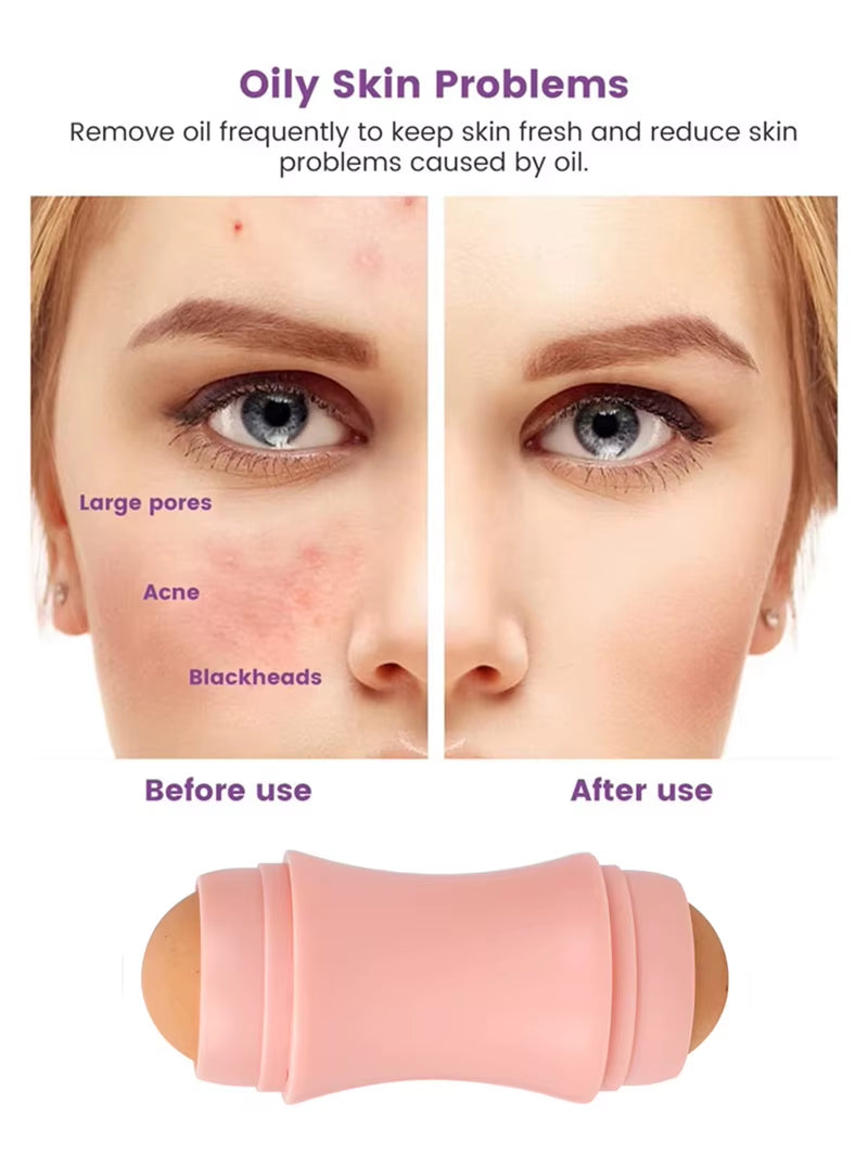 MatteGlow™ Volcanic Oil-Absorbing Roller – 2-Ball Reusable Face Tool for Shine-Free, Fresh Skin Anytime